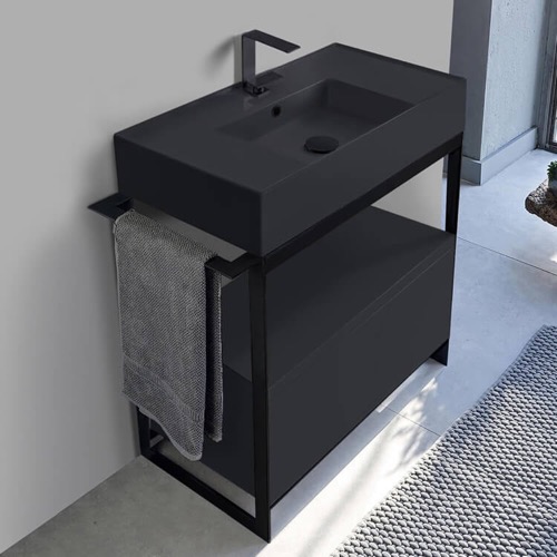 Black Modern  Console Vanity, 35 Inch Scarabeo 5123-49-SOL1-49